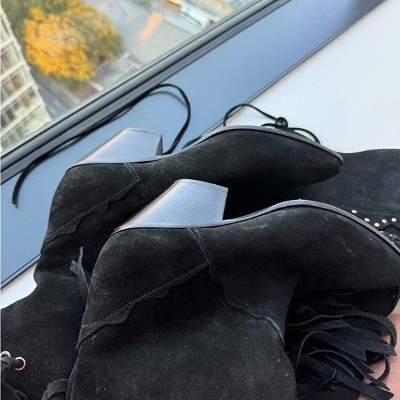 Giuseppe Zanotti Demi Studded Fringed Suede Boots - Picture 7 of 9